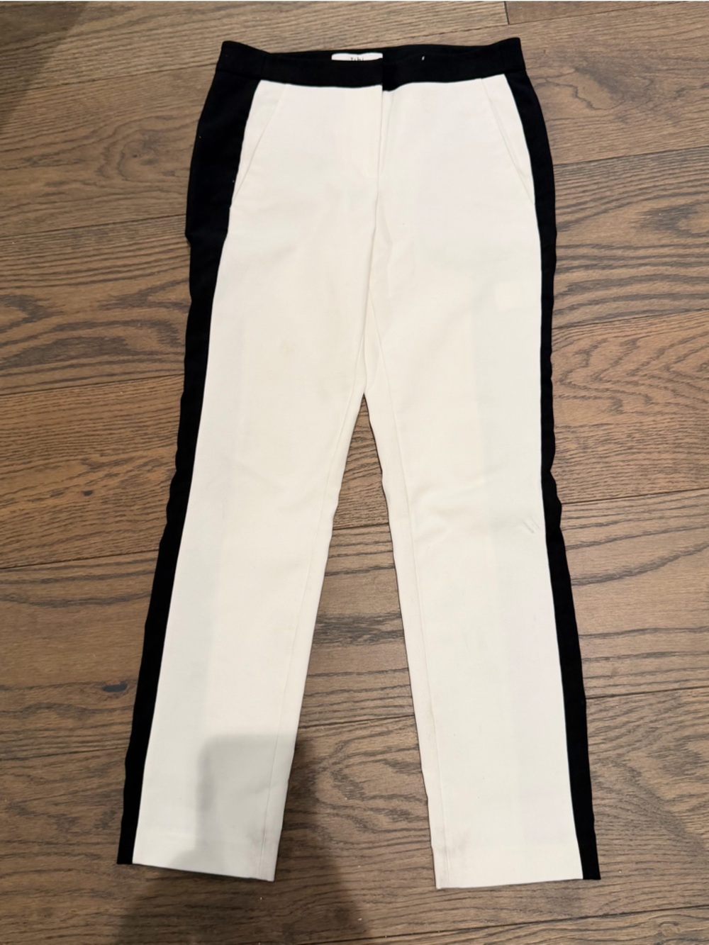 Tibi Black Pants with White Label Detail